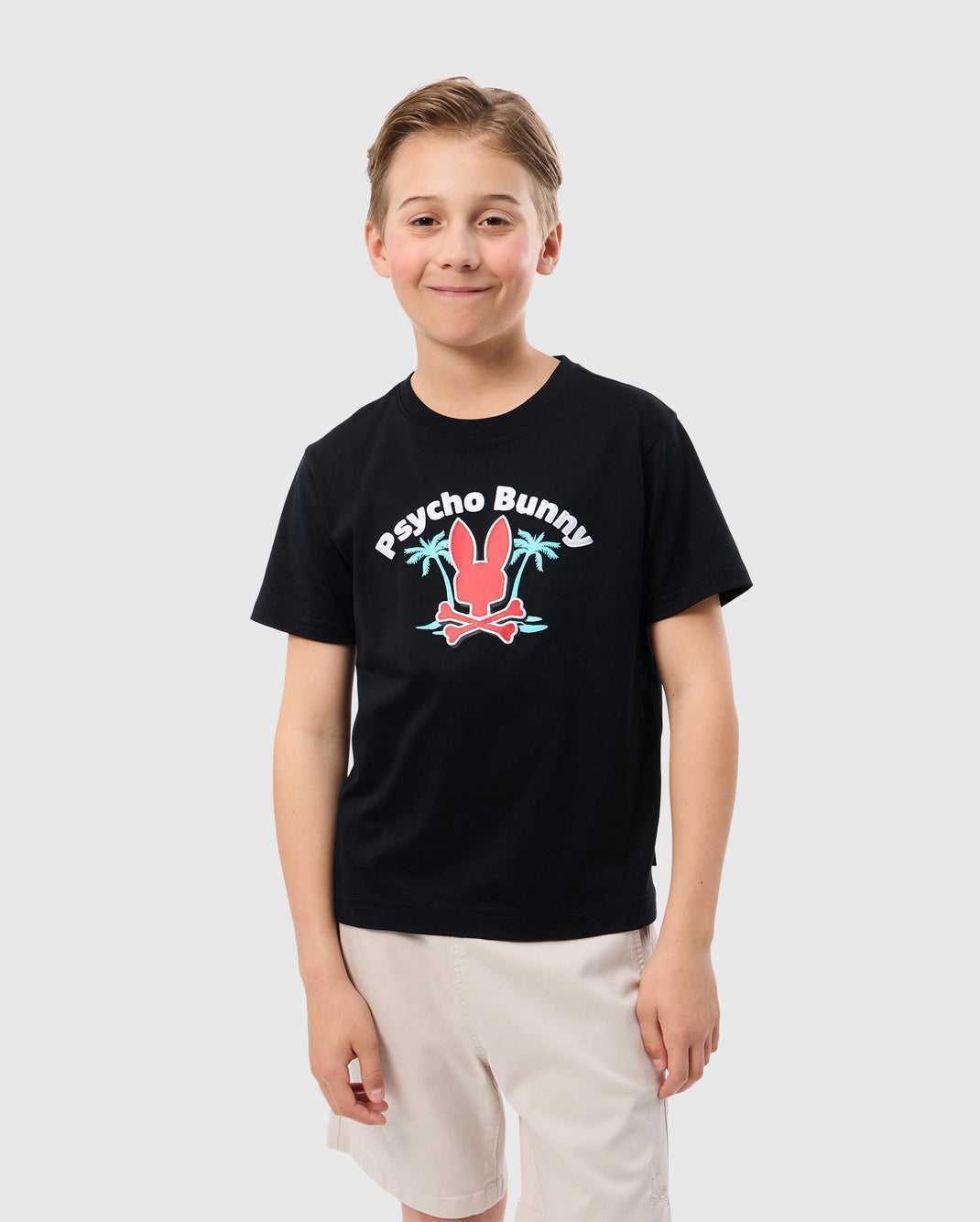 Polos Psycho Bunny Boston Graphic Tee Noir Enfant | YUM-96226213